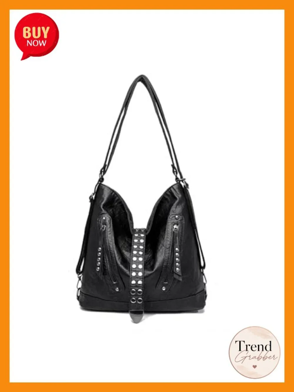 2-in-1 Convertible Backpack Purse, Faux Leather Rivet Tote Shoulder Bag for